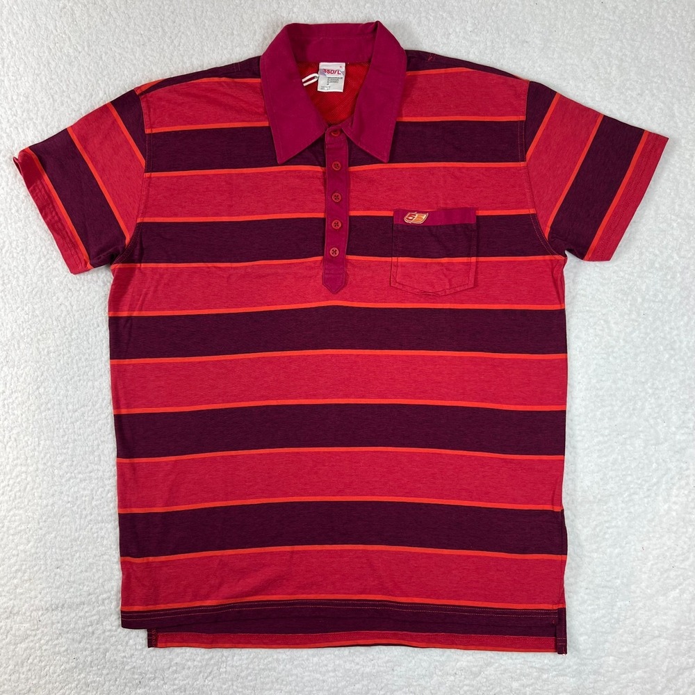 DIESEL 55DSL Polo Shirt Striped Red Y2K Streetwear Cotton Men's Size XL VTG NWT‎
